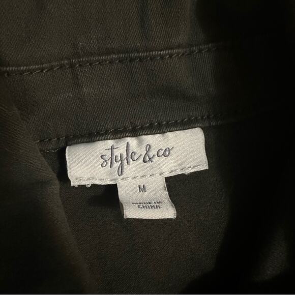 Style & Co Olive Green Button Jacket, Peplum, Utility, Bell Sleeves, Military, M - Picture 9 of 13